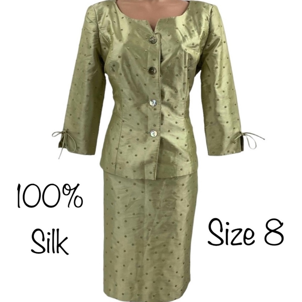 Maggy London Olive Silk Skirt Set